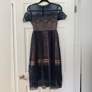 Elegant Navy Lace Dress